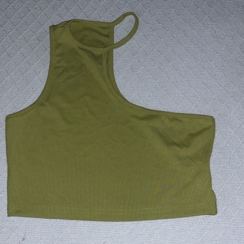 SHEIN Olive Green Asymmetrical Crop Top